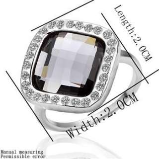 Z09 Roma Rose Swarovski crystal 18k W GOLD plated ring 8#  