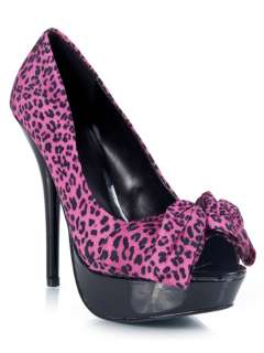   Platform Bow Leopard Heel Pump black pink sz Fuchsia mercy s  