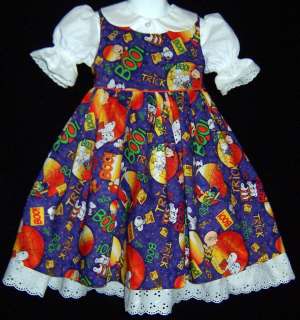 Peanuts Snoopy BOO Halloween Pinafore Dress Girls Custom sizes 2 to 