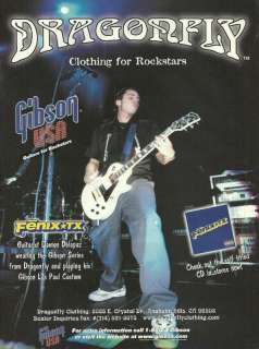   DAMON DELAPAZ DRAGONFLY GIBSON LES PAUL SERIES CLOTHING 8X11 AD  