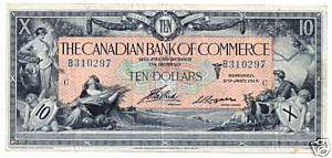 THE CANADIAN BANK OF COMMERCE $10.00 1917 FINE PLUS  