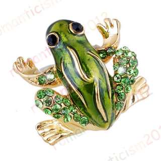 FREE Frog Brooch Pin W Czech rhinestone crystals  
