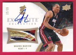 SHAWN MARION 07 08 UD EXQUISITE 4CLR JERSEY PATCH (LOGO) ON CARD AUTO 