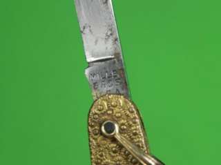 Old MILLER BROTHERS 10k Gold Small Folding Pocket Knife  