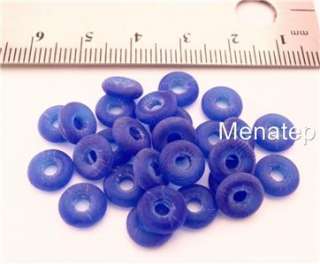 50 8x2.5mm Czech Glass Donut Beads: Matte   Cobalt  