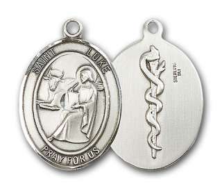 St Silver Saint Luke Physician Doctor Medal Pendant Nc  