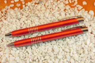 WERBEARTIKEL 50 Metall Kugelschreiber orange mit GRAVUR  