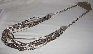 ERICA LYONS Silver Tone Multi Strand Chain Necklace New  