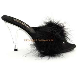 PLEASER Womens Feather Slippers Slide In Evening Heels 885487324739 