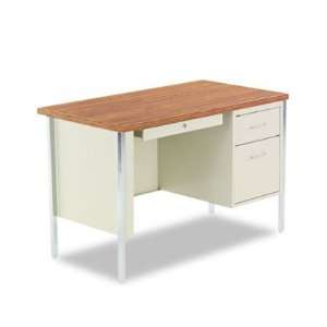  Alera Single Pedestal Steel Desk, 45w x 24d x 29 1/2h, Oak 