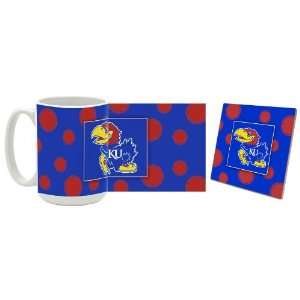  Kansas Jayhawks Polka Dot Mug and Coaster Combo