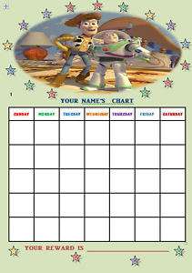 TOY STORY 3 personalised Reward Chart + Stickers.  