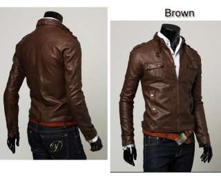 P215 New Mens Slim Fit Faux Leather Jackets Coats Colour: Brown,Black 