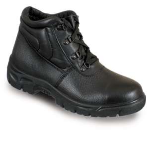 WOMENS STEEL TOE & MIDSOLE BLACK LEATHER SAFETY BOOTS  