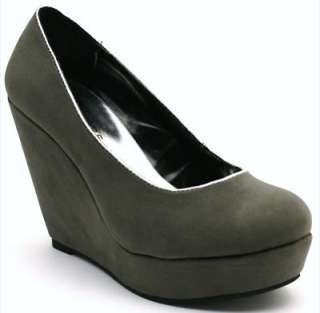R33 LADIES GREY HIGH WEDGE ANKLE SHOE BOOTS SIZES 3 8  