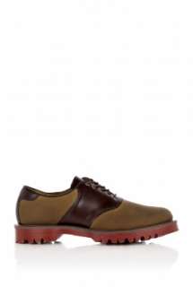 Dr. Martens  Tan Waxed Canvas Leather Saddle Shoes by Dr. Martens