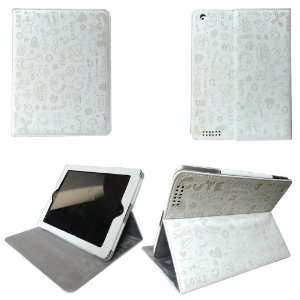   Cute PU Leather Case for iPad 2 LW WH (White)