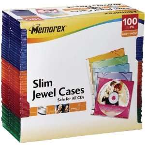  New  MEMOREX 01990 CD SLIM JEWEL CASES (100 PK; ASSORTED 