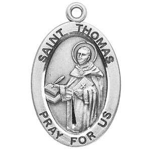 Sterling Silver Oval Medal Necklace Patron Saint St. Thomas with 20 