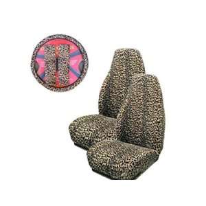  2 Animal Print Seat Covers and Wheel Cover Set   Cheetah 
