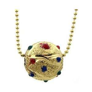  Sterling Silver Gold Plated Enamel Ball Pendant Jewelry