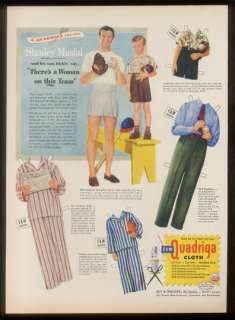 1948 Stan Musial paper doll Quadriga clothing print ad  