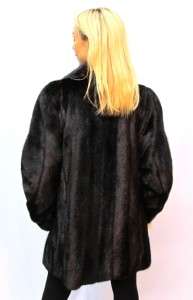 309 Dark Brown Ranch Mink Fur Stroller short coat Size 12 14  
