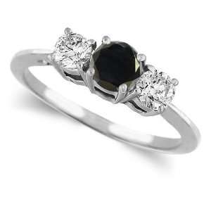  Round 3 Stone Black Diamond & White Diamond Ring (1/2 ctw)   Size 8