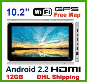   ANDROID 2.2 TABLET EPAD WIFI GPS MID 12GB KEYBOARD CAR CHARGER  