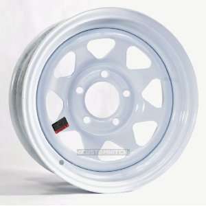   Trailer Rims Wheels 14 14X6 5 Lug Hole Bolt White Spoke: Automotive