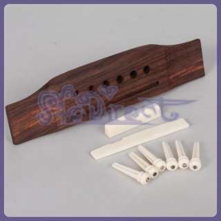  Acoustic guitar rosewood bridge + bone pins saddle nut for Acoustic 