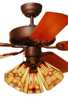 Tiffany style Geometric Stained Glass Ceiling Fan   52  
