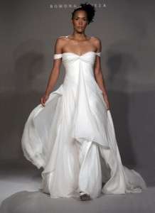 Romona Keveza RK654 Ivory Silk Chiffon Off Shoulder Couture Wedding 