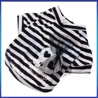 Cool Skull Stripe White Shirt Pet Dog Puppy T Shirt Coat Clothes 
