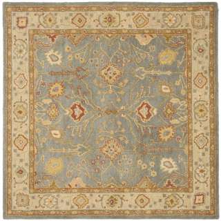 Hand tufted Oushak Blue/Ivory Wool Carpet Rug 8 Square  