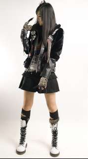 Gothic Lolita Punk Rock Fake Fur jacket coat NWT S L  