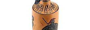 Tall Greek Vase Warriors Hand Painted Ceramic Pottery  