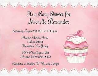 10 Sweet Cupcake Boy or Girl Personalized Baby Shower Invitations w 
