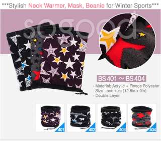4color Double Layer Polar Fleece sports Star Neck Warmer Face Mask 