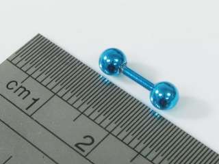 2pc 18g Steel Blue Barbell Nose Belly Ear Rings 0oi  