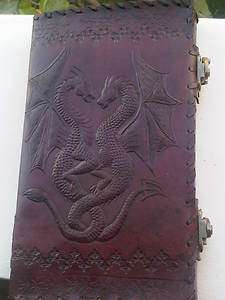   engraved handmade leather bound blank book, 2 antique locks gift