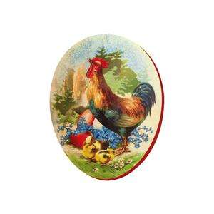 Large 6 German Paper Mache Easter Egg Rooster and Chicks  