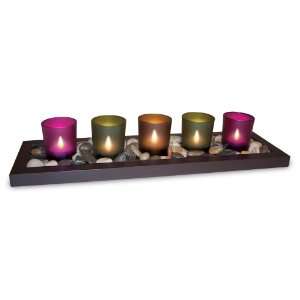 Jewel Tone 5 Piece Tealight Candle Tray 