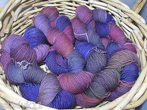 hand dyed yarn 100% superwash merino 4 oz 420 yds lilac bushes  