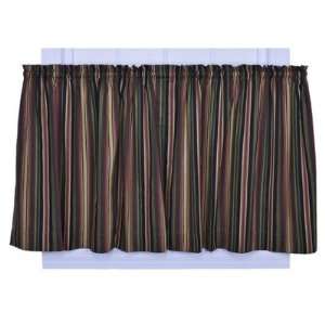  Montego Stripe Tailored Tier Curtains in Black Size 82 W 