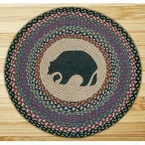 Black Bear  Print Patch  Round Braided Rug