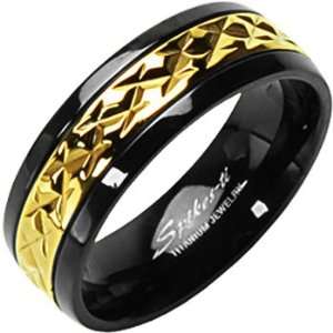  Size 12 Spikes Titanium Black and Gold Ring Jewelry