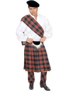    Adult Mens Blue Scottish Kilt Highlander Costume Clothing