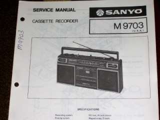 Sanyo M9703 Radio Cassette Tape Recorder Service Manual  