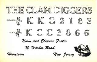 vintage CB radio QSL postcard clam digger bear comics 1960s Waretown 